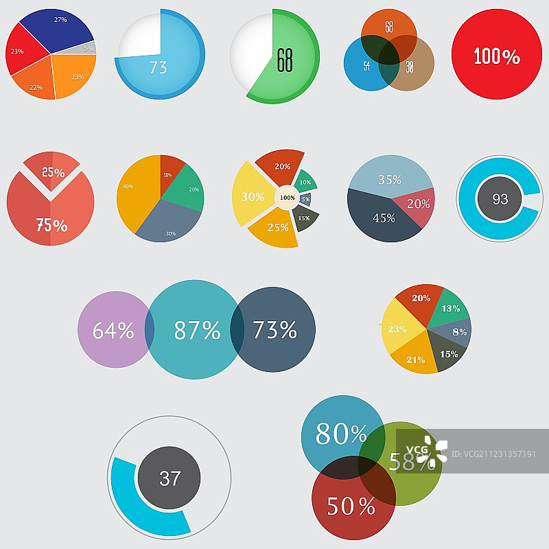信息图表饼图集图标业务图片素材