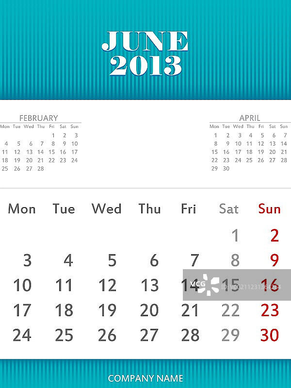 2013年6月日历设计图片素材