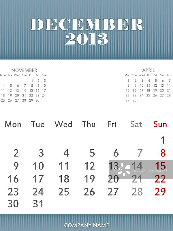 2013年12月日历设计图片素材
