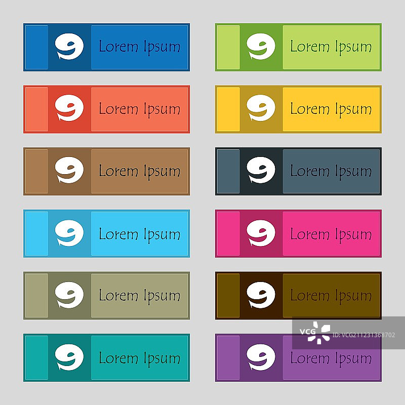 数字9图标彩色按钮套装图片素材