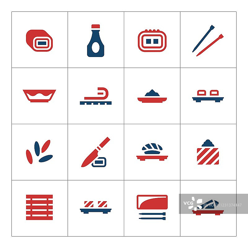 寿司彩色图标合集图片素材