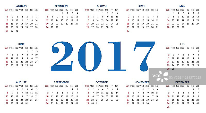 2017年简约日历模板图片素材