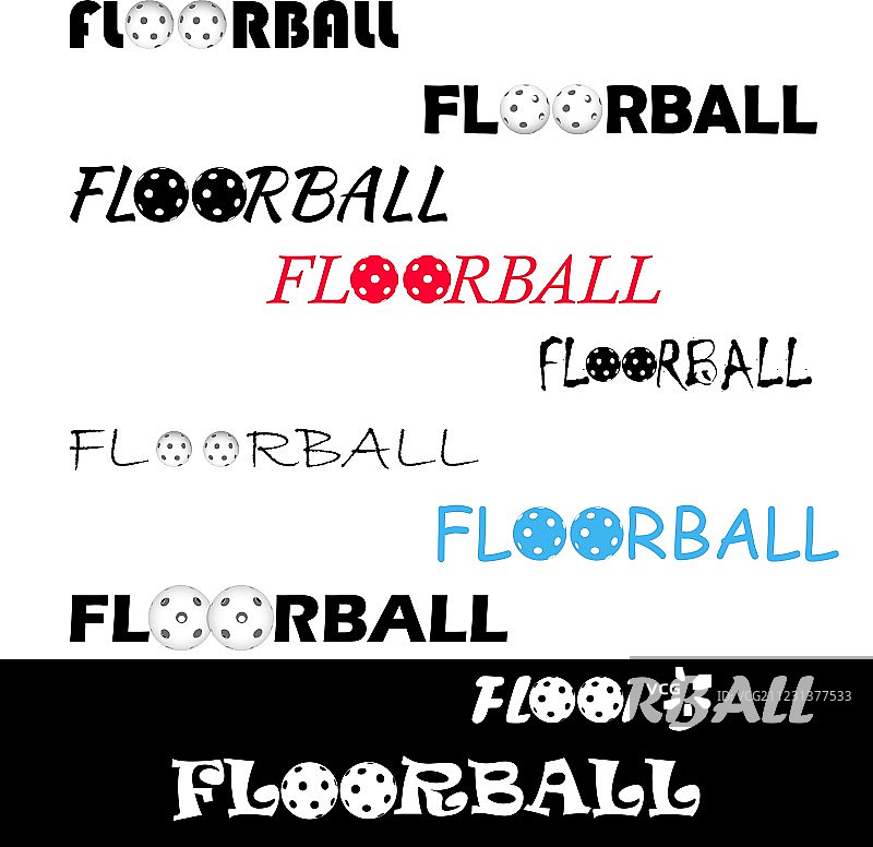 地板球队伍和奖杯标志文本图片素材