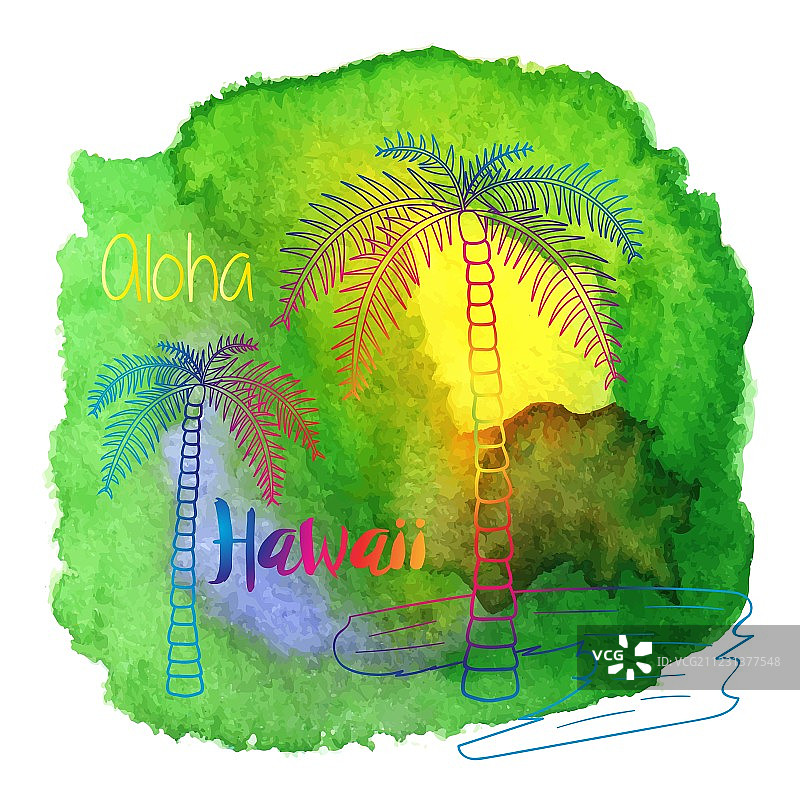 水彩夏威夷热带图案设计图片素材
