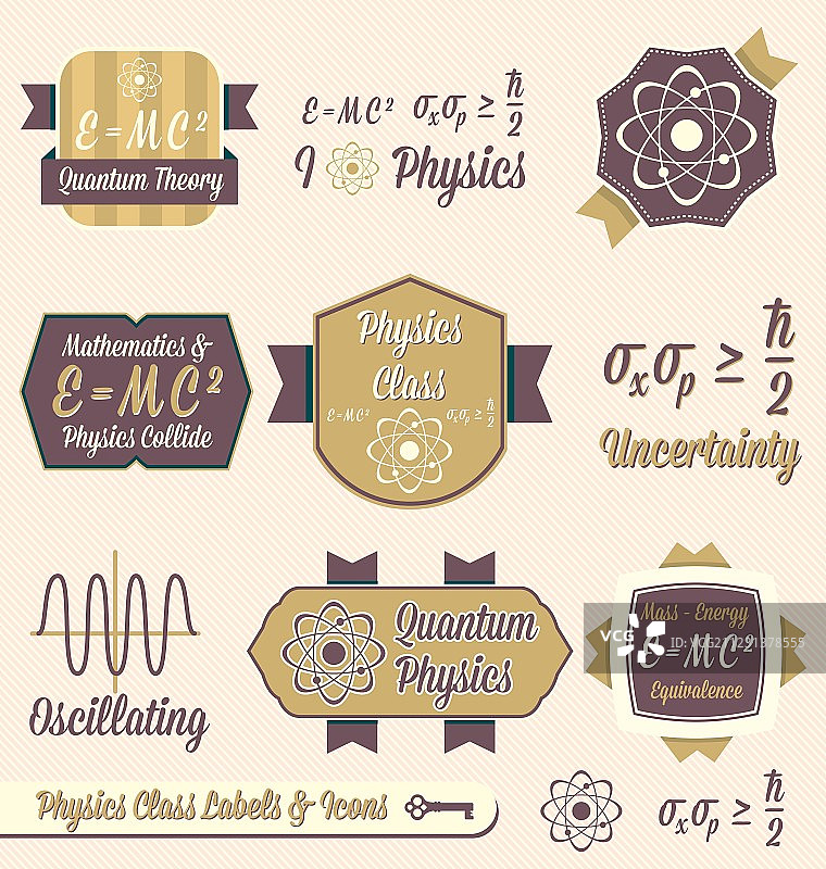 复古物理课程标签和图标图片素材