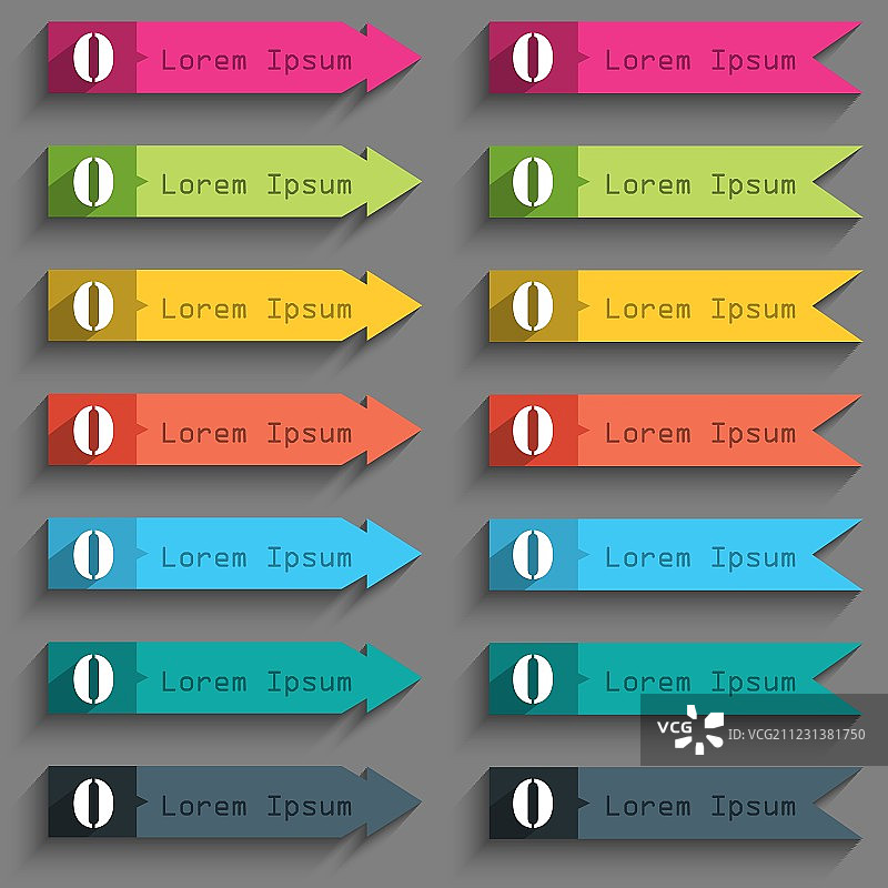 彩色按钮上的数字0图标图片素材