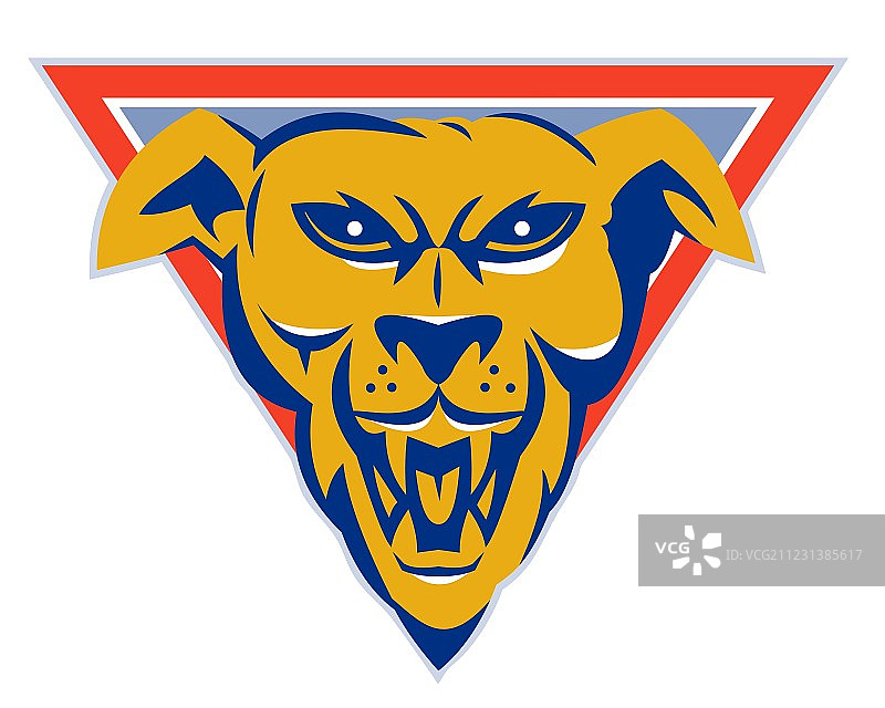 愤怒的野狗狼头三角形图片素材