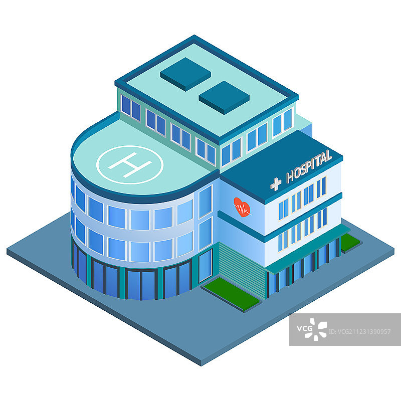 医院建筑2.5D图图片素材