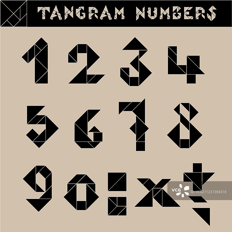 七巧板数字黑色图片素材