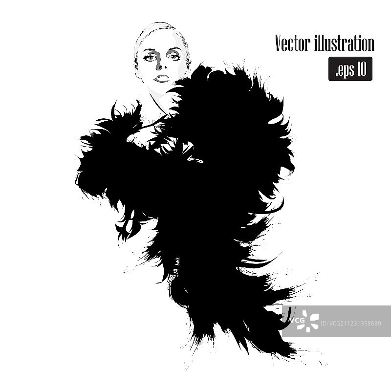 素描风格的时尚女孩图片素材