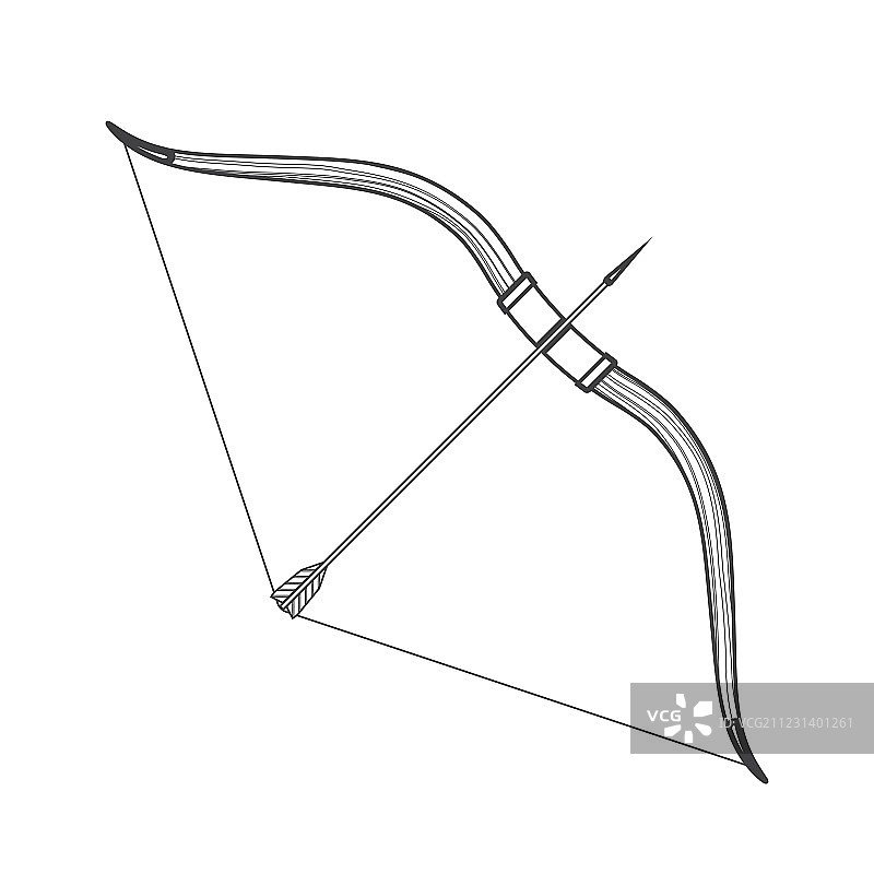 中世纪弓箭轮廓图标图片素材
