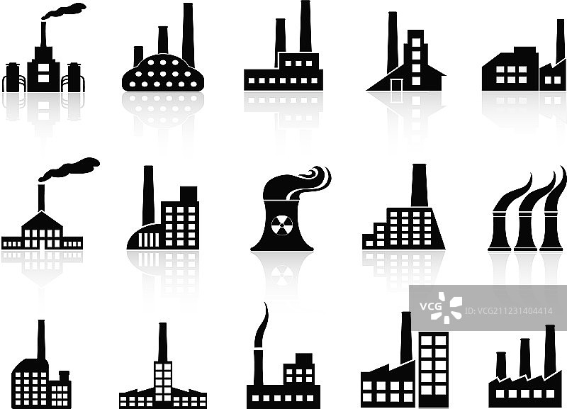 黑色工厂图标集图片素材