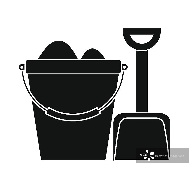 儿童沙箱用桶和铲子图标图片素材