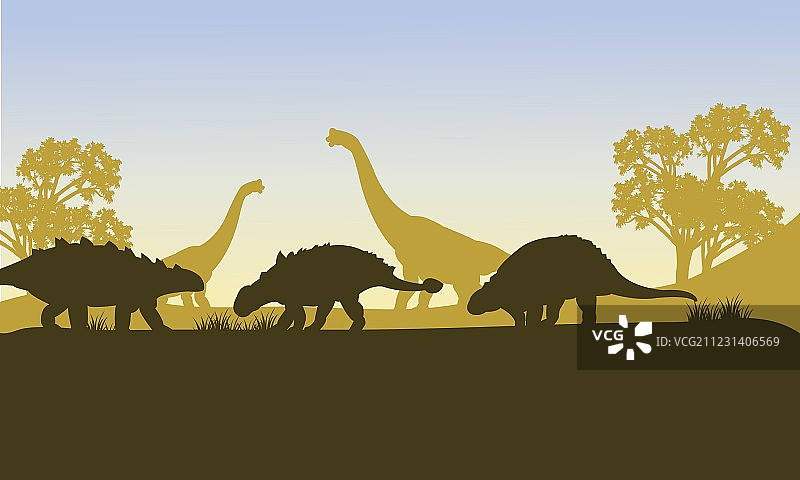 甲龙轮廓剪影图片素材