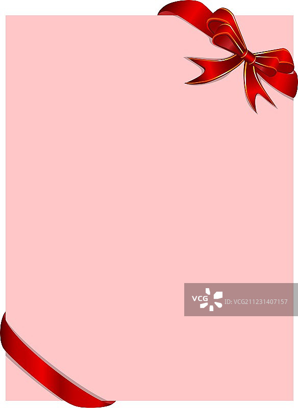 带有红色丝带的粉色卡片图片素材
