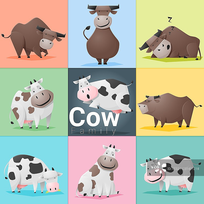 奶牛家庭合集图片素材