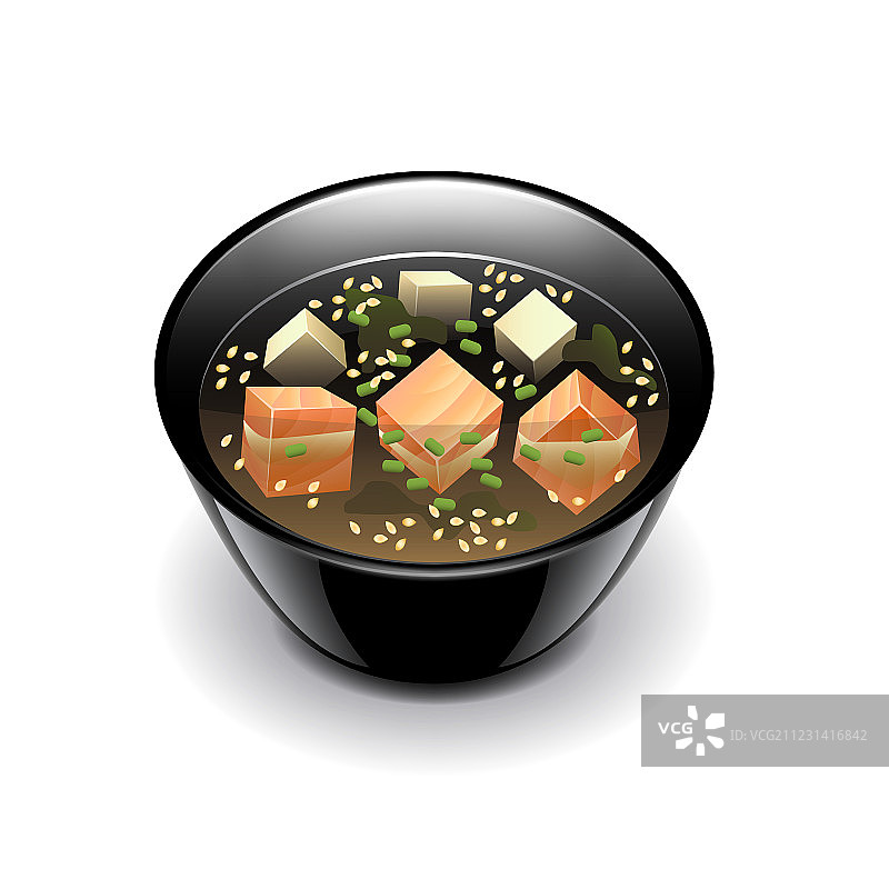 白色背景下的味噌汤图片素材