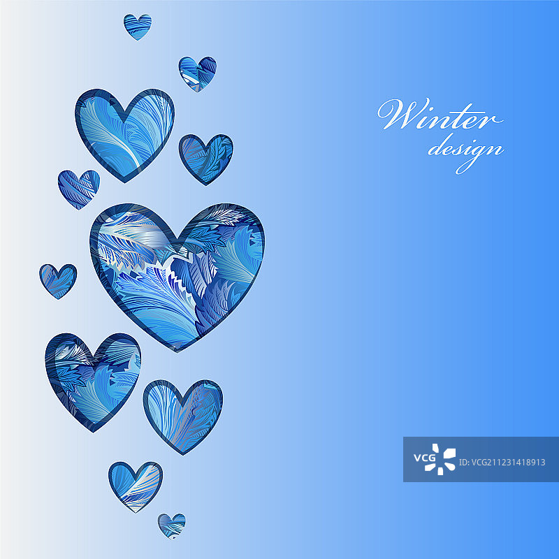 冬季冰封爱心卡片设计图片素材
