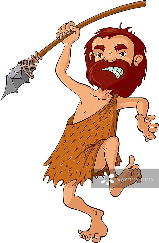 手持长矛的穴居人图片素材