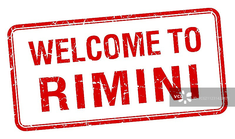 欢迎来到里米尼红色方形印章图片素材