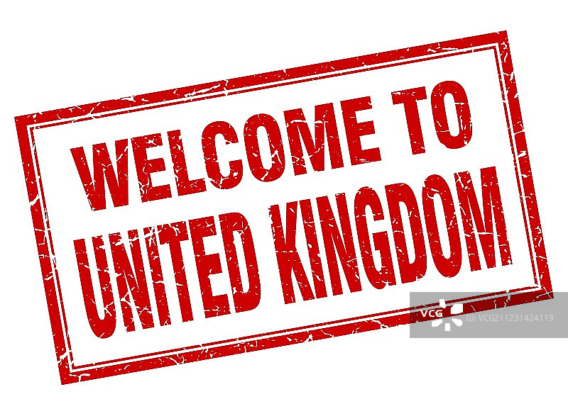 英国红色方形欢迎印章图片素材