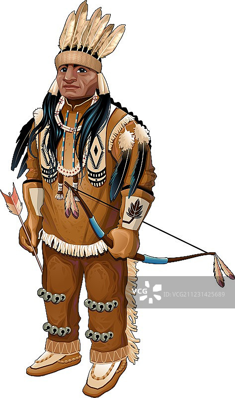 手持弓箭的美洲原住民图片素材