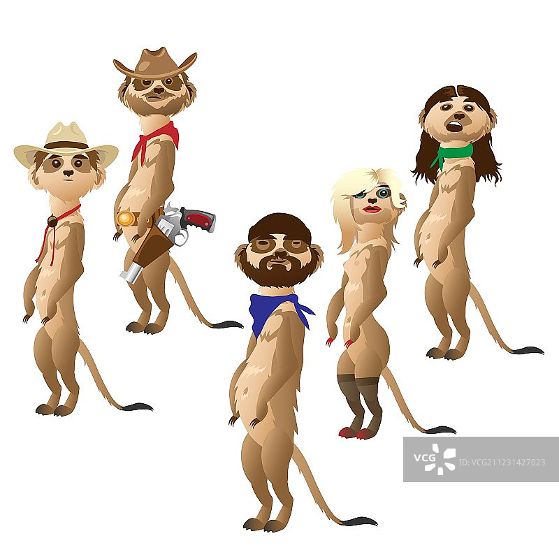 猫鼬牛仔的狂野西部图片素材