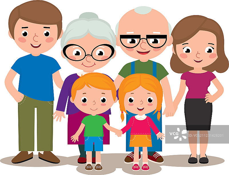全家福合影：父母、祖父母和孩子图片素材