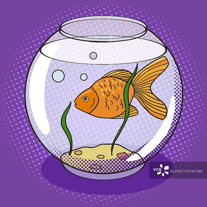 波普艺术风格的金鱼缸图片素材