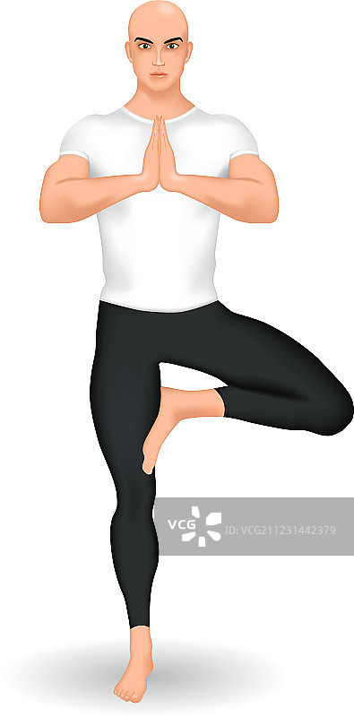 瑜伽教练展示树式图片素材