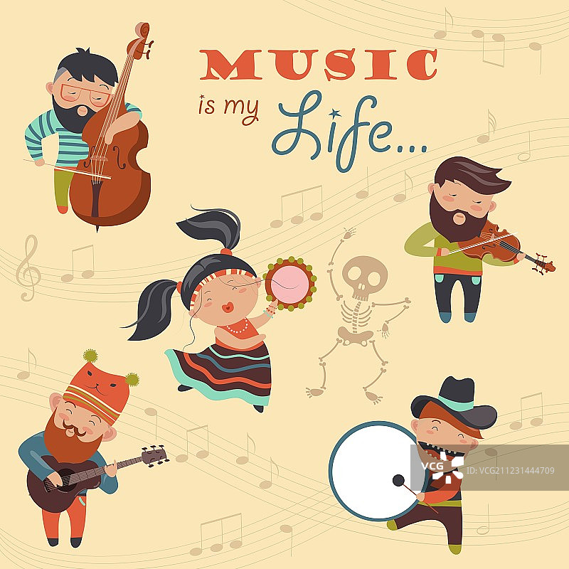 可爱的音乐家和舞蹈演员图片素材