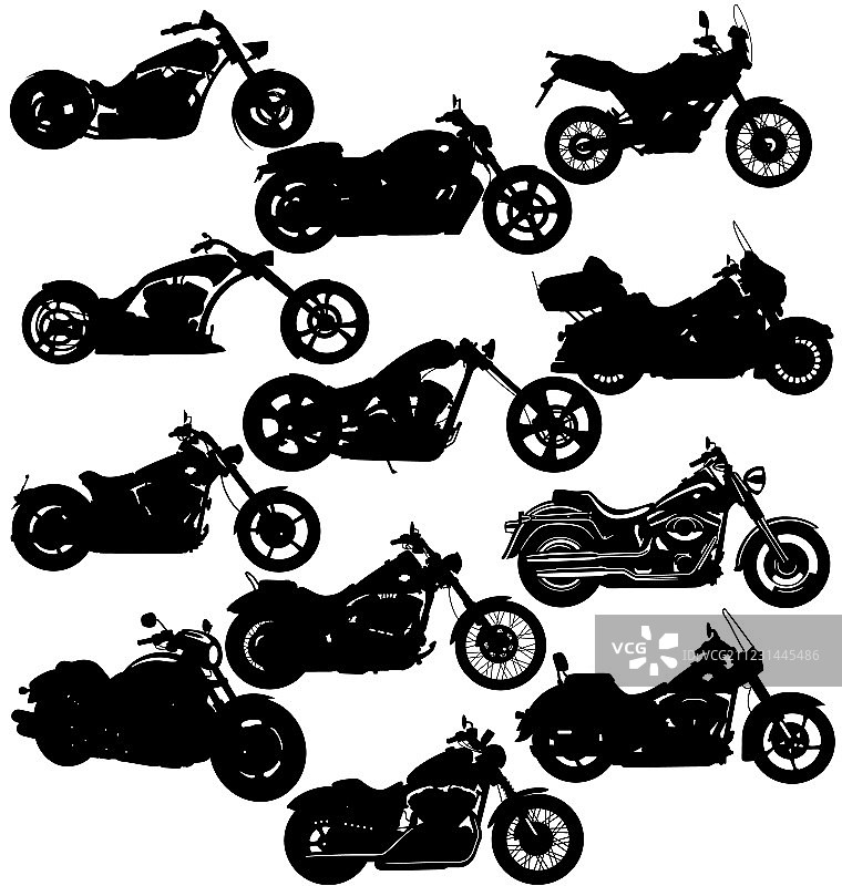 摩托车轮廓剪影图片素材