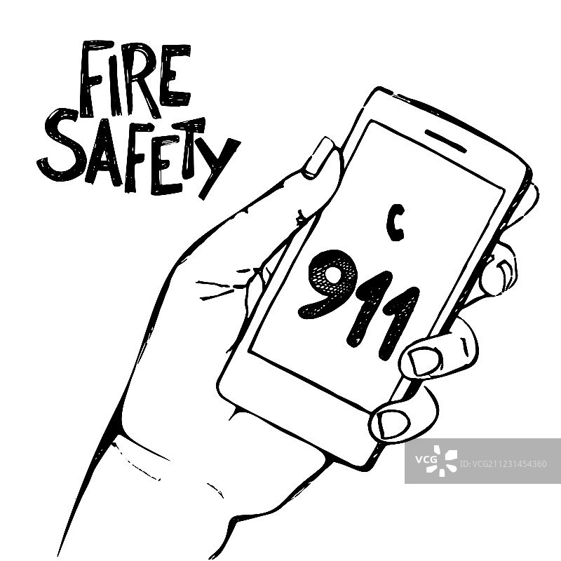 手持显示911号码的手机图片素材