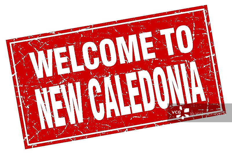 新喀里多尼亚红色方形欢迎印章图片素材