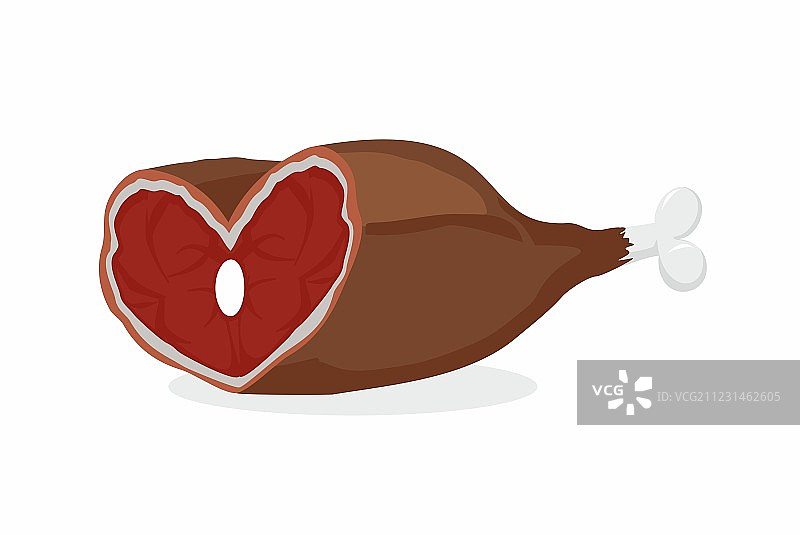 烟熏心形带骨火腿图片素材