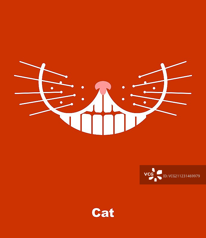 红背景上的猫咪微笑，露出牙齿图片素材