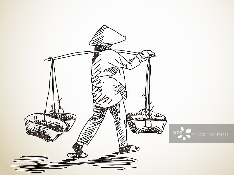 扛着轭的妇女图片素材