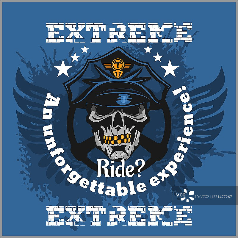 疯狂的司机 - 骷髅和出租车T恤印花图片素材