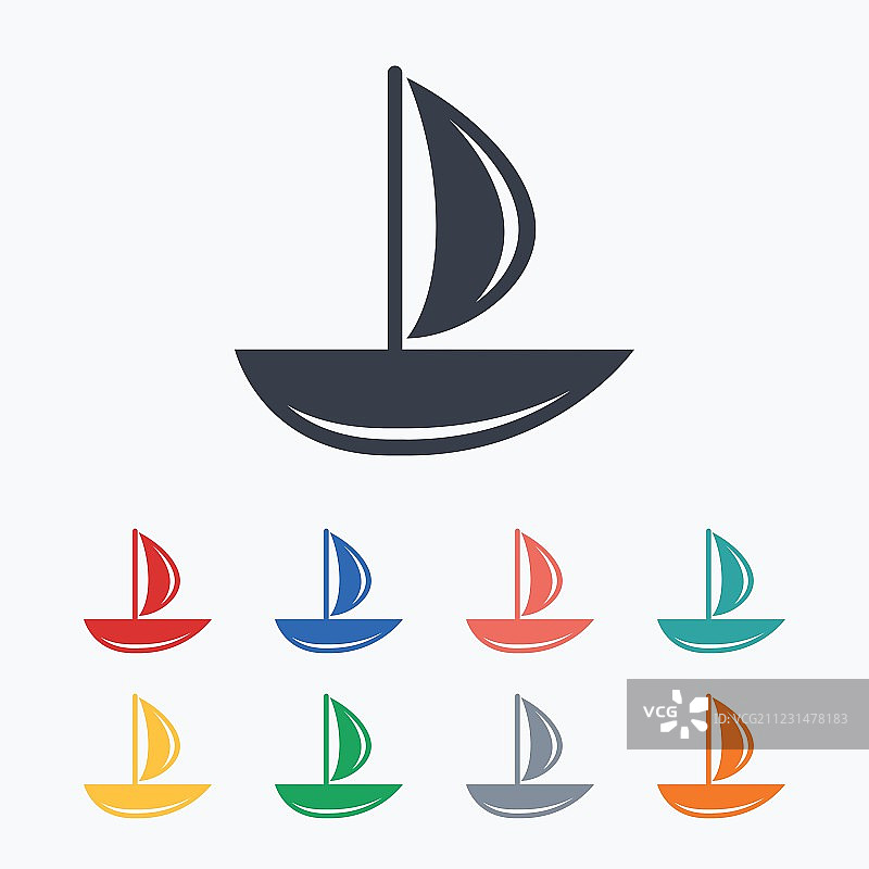 帆船图标，船只标志图片素材
