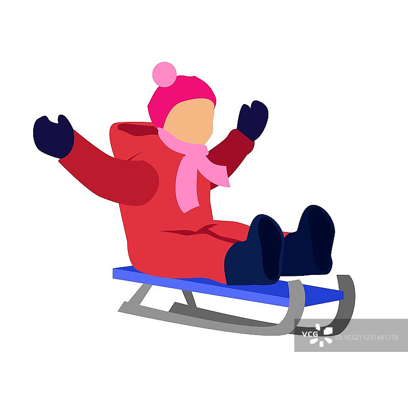 扁平风格儿童雪橇设计图片素材