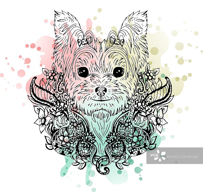 约克夏犬图形抽象狗图片素材