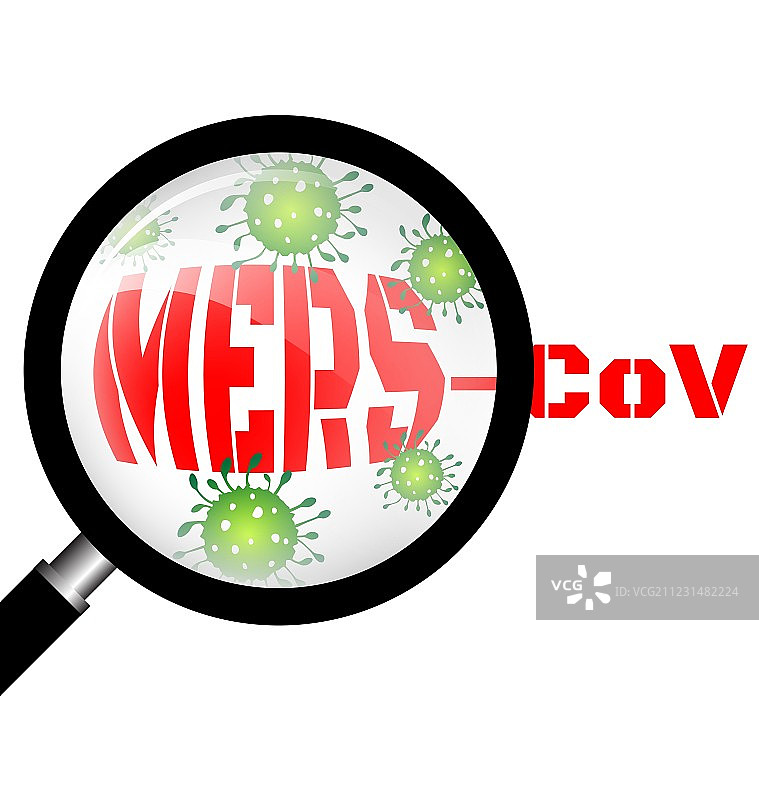 带有中东呼吸综合征病毒的放大镜图片素材