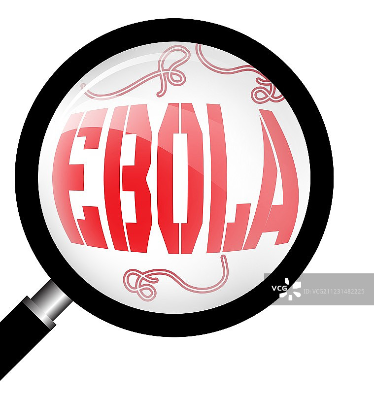带有埃博拉病毒的放大镜图片素材