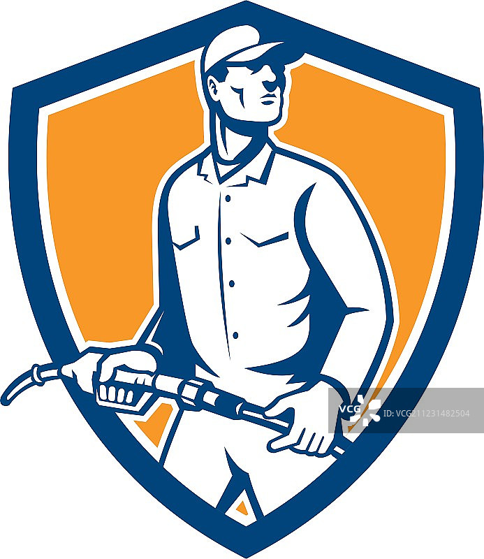 加油站服务员燃油泵喷嘴防护罩图片素材