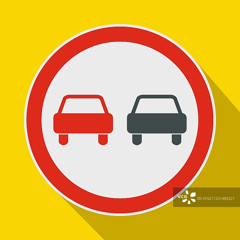 禁止超车交通标志扁平风格图标图片素材