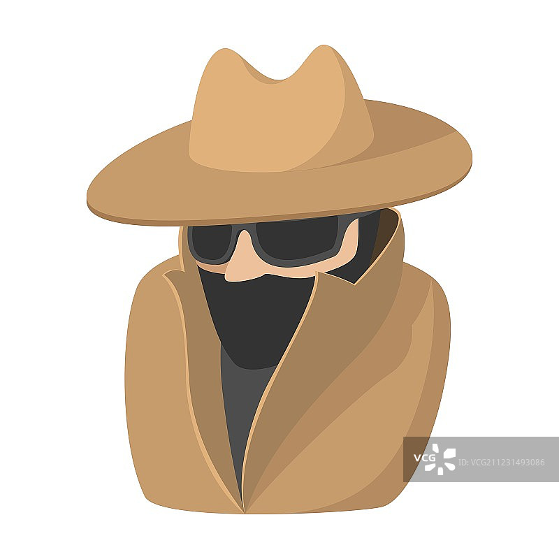 戴黑色太阳镜和棕色帽子的男人卡通图标图片素材