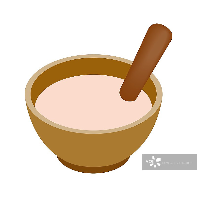 木碗奶油2.5D图标图片素材