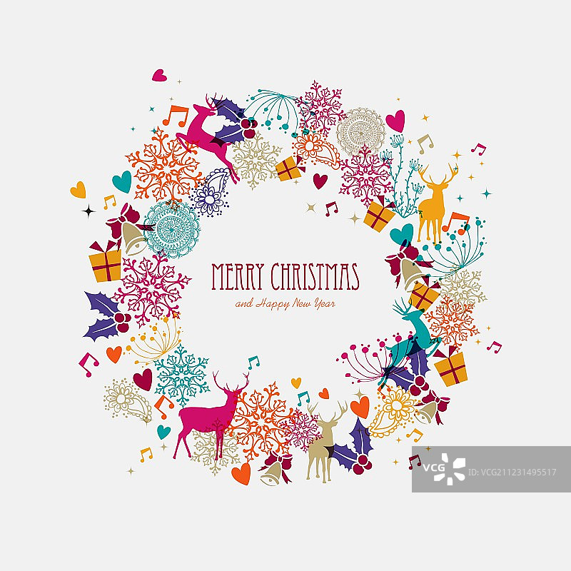 圣诞花环节日元素图片素材