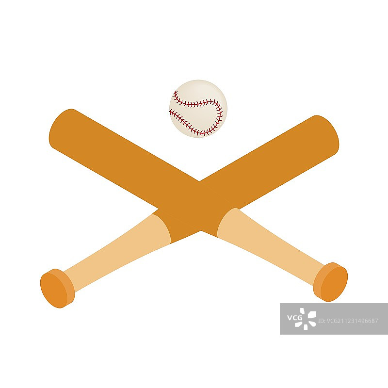 棒球棒和棒球2.5D图标图片素材