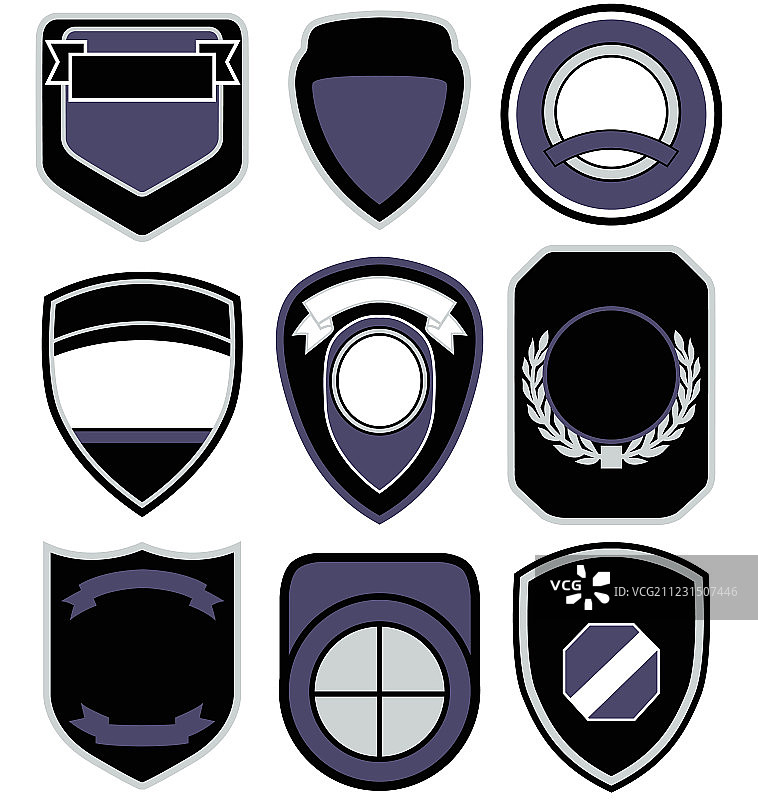 徽章形状图标集图片素材
